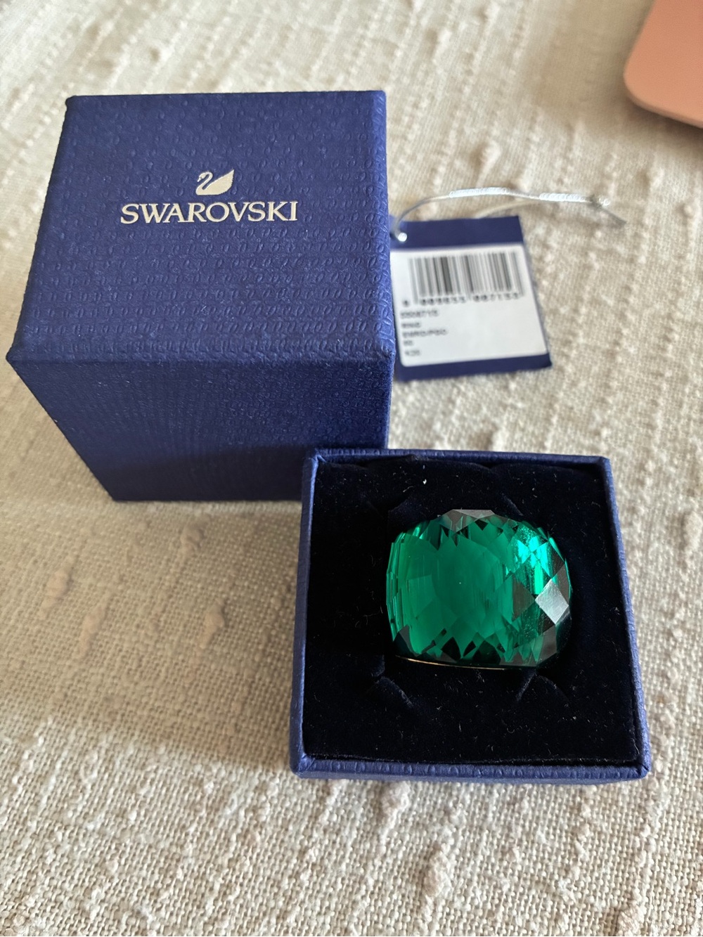 Swarovski “Nirvana” Emerald Faceted Crystal Ring - size 60